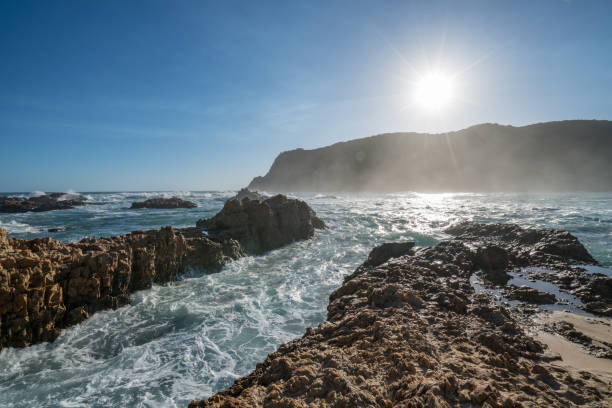 Knysna inlet opens out into the Knysna Lagoon near the town of Knysna on the Garden Route, South Africa.