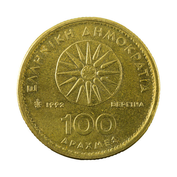 istock 100 greek drachma coin (1992) obverse isolated on white background 665417298