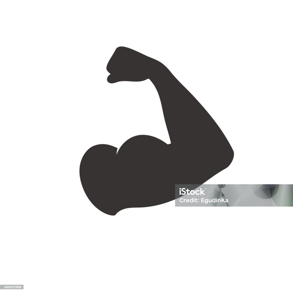 Muscular arm icon Muscular arm icon. Biceps muscle sign. Concept strong power . Vector illustration isolated on white background Muscular Build stock vector