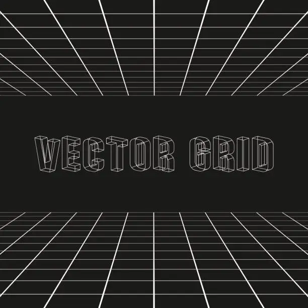 Vector illustration of Perspective grid background on dark