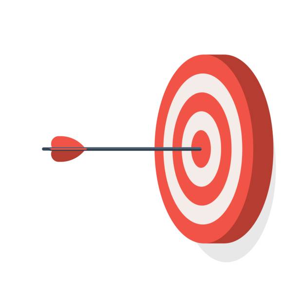 Target with arrow Target with arrow. Goal achieve concept. Vector illustration isolated on white background bulls eye stock illustrations