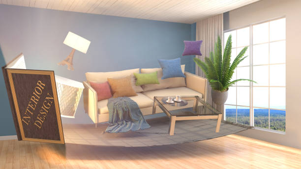 istock The concept of creating interior design. 3d illustration 665424962