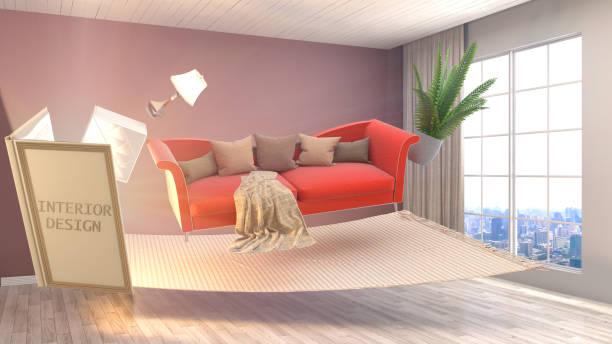 istock The concept of creating interior design. 3d illustration 665424992