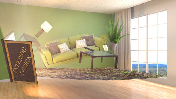 istock The concept of creating interior design. 3d illustration 665425012