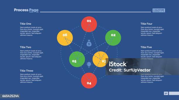 Six Elements Flowchart Slide Template Stock Illustration - Download ...