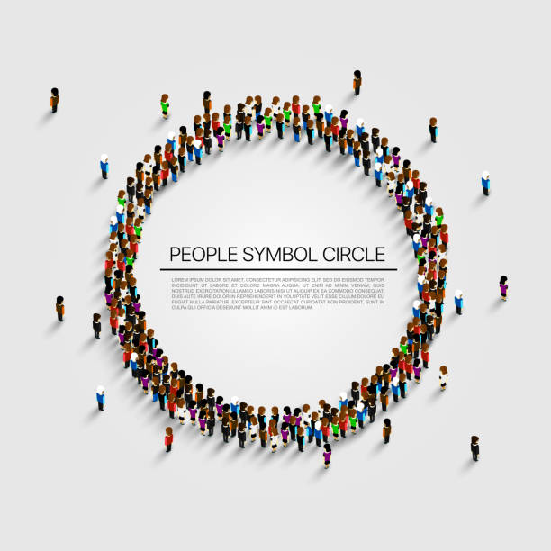 Large group of people in the shape of circle. Vector illustration Large group of people in the shape of circle . Vector illustration crowd of people borders stock illustrations