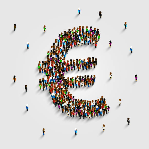 istock People stand in the shape of a euro money symbol. Vector illustration 665428392