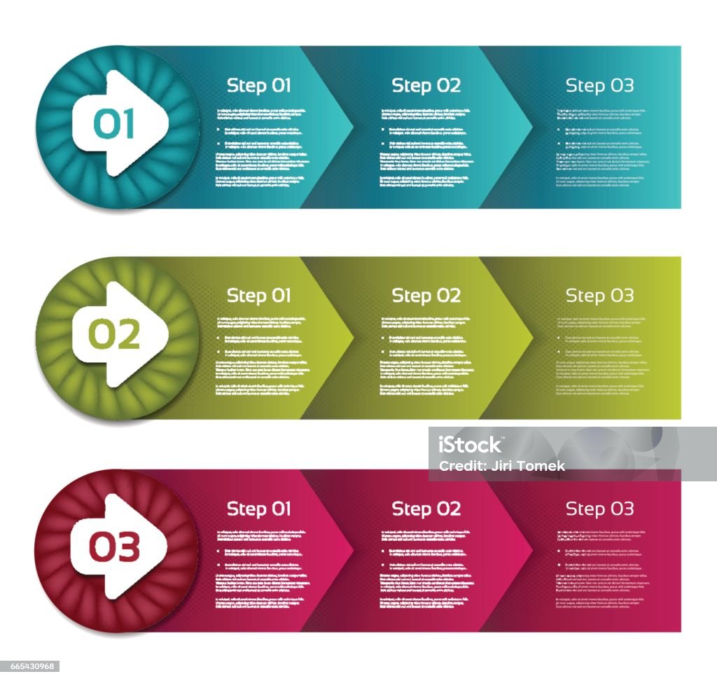 Process Arrows Boxes Step By Step Vector Set Three Steps Stock ...
