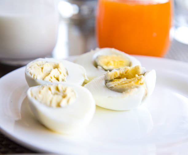 Boiled eggs and orange juice