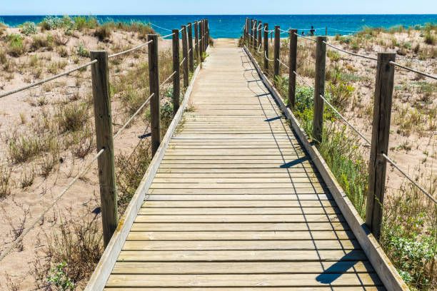 istock Wooden path to the beach in Costa Brava, Spain 665431360