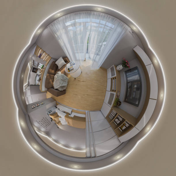 istock 3d rendering seamless panorama of living room 665432066