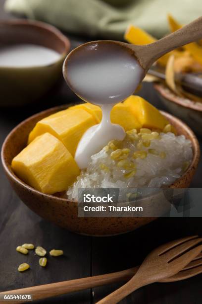 Mango And Sticky Rice Stock Photo - Download Image Now - Rice - Cereal Plant, Mango Fruit, Sticky