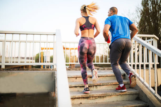istock Running up stairs is quite a workout! 665441832