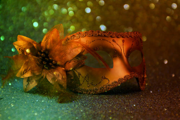 istock Vintage gold carnival mask. 665444768