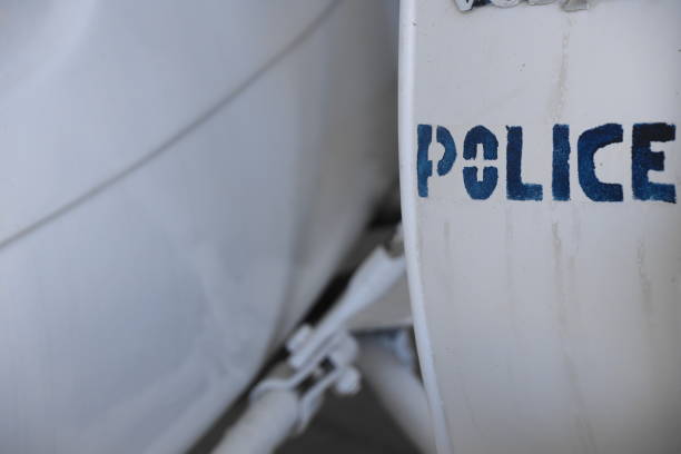 istock Vintage police motorcycle 665444850