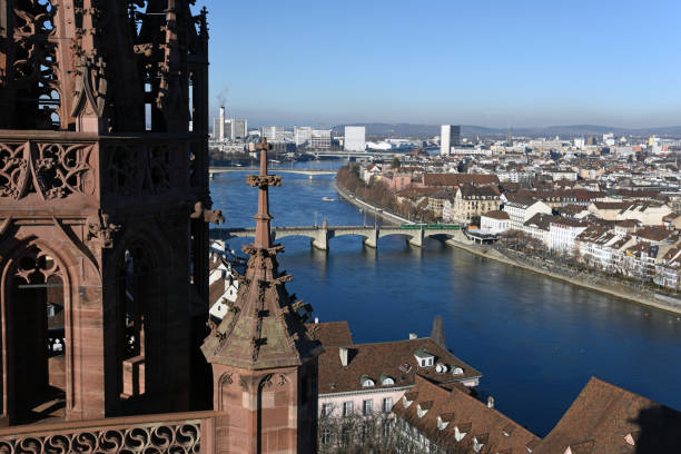 panorama della città di basilea - art basel immagine foto e immagini stock