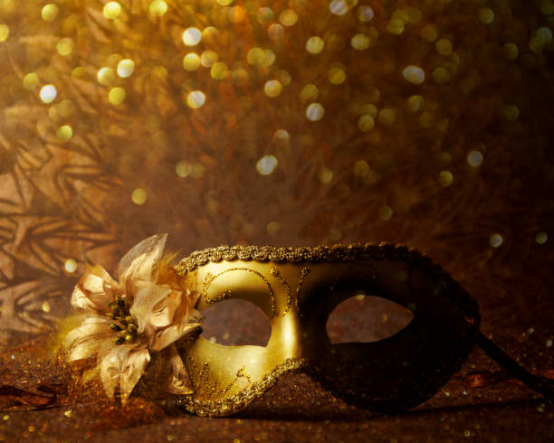 istock Vintage gold carnival mask. 665448594