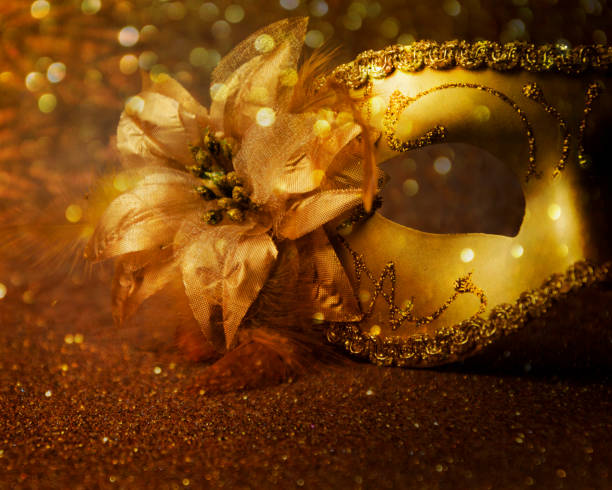 istock Vintage gold carnival mask. 665448810