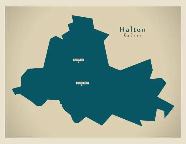Vector illustration of Modern Map - Halton unitary authority England UK