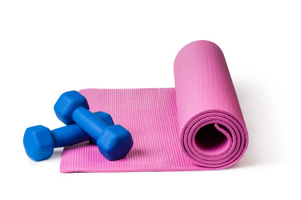 istock Yoga mat and dumbbells 665466564