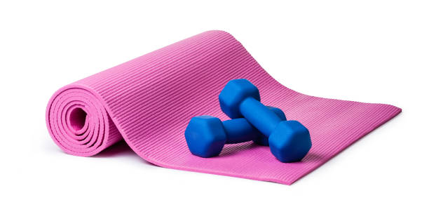 istock Yoga mat and dumbbells 665466572
