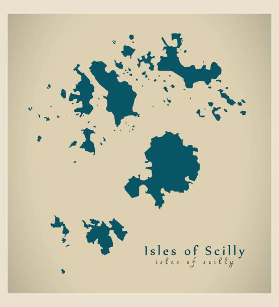 Modern Map - Isles of Scilly unitary authority England UK Modern Map - Isles of Scilly unitary authority England UK isles of scilly stock illustrations