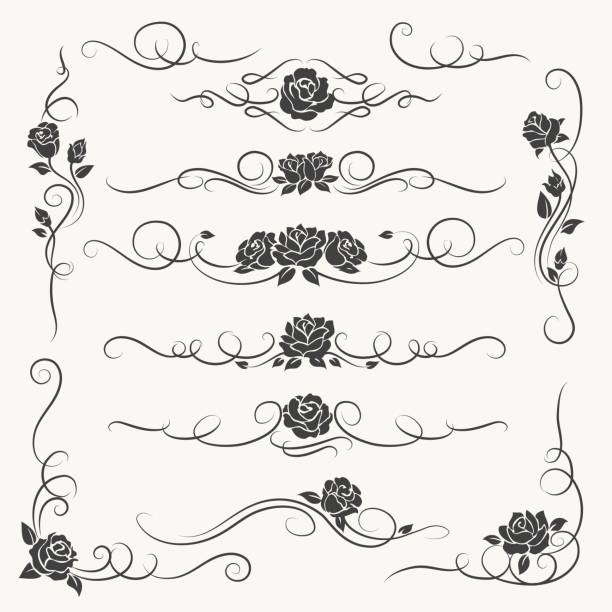 ilustrações, clipart, desenhos animados e ícones de florescer ornamentos decorativos rosas - ribbon holiday spring season