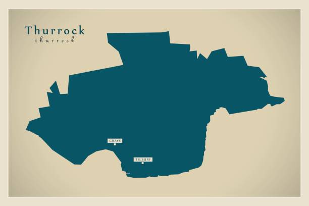 Modern Map - Thurrock unitary authority England UK Modern Map - Thurrock unitary authority England UK essex england illustrations stock illustrations