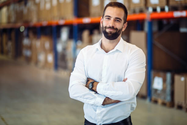 Logistics manager warehouse portrait Logistics manager warehouse portrait salesman stock pictures, royalty-free photos & images