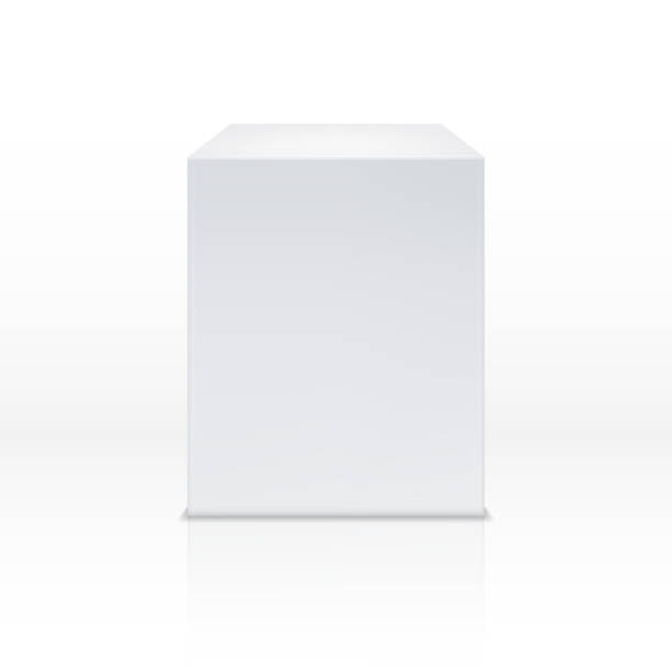 realistyczne białe pudełko sześcianu, podium 3d, pusta ilustracja wektora cokołu - box white cube blank stock illustrations