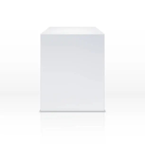 Vector illustration of Realistic white cube box, 3d podium, blank pedestal vector illustration