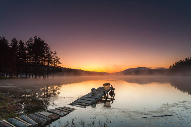 istock Wooden pier in a lake 665486742