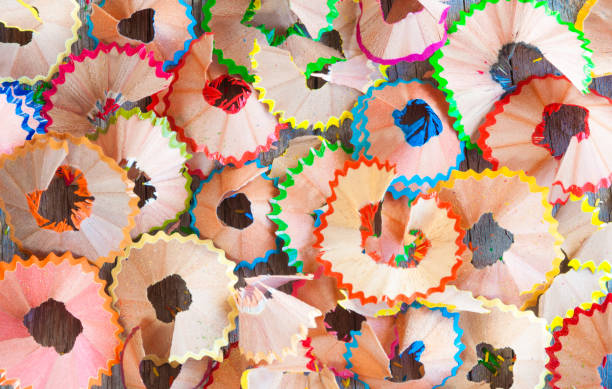 istock Color pencils shavings 665497386