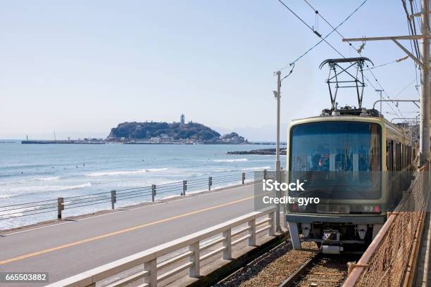 Enoshima And Jiangelectrical Stock Photo - Download Image Now - Enoshima Electric Railway, Rail Transportation, Shonan