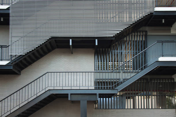istock Background of iron stair on the building 665504220