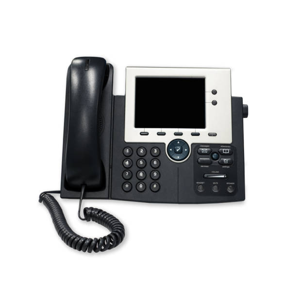 Office IP telephone set with big LCD isolated on the white background with clipping path stock photo