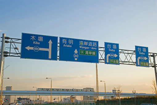 Blank road signs at the country road