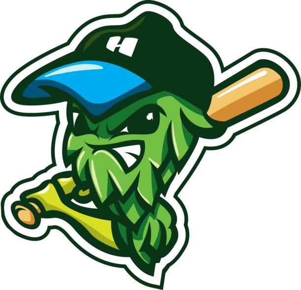 мультфильм характер хоп спорт талисман логотип логотип этикетка пивоварня пиво - cap hat baseball cap baseball stock illustrations