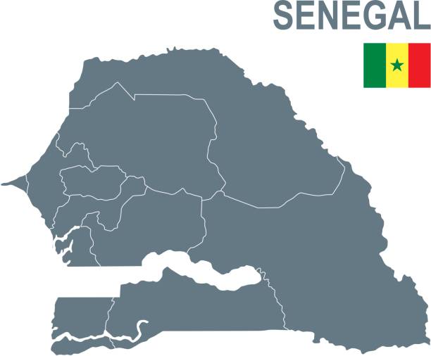 경계선을 포함 한 세네갈의 기본 지도 - senegal stock illustrations