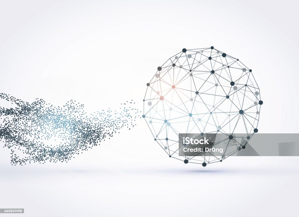 World map point, line, composition, representing the global network connection. Mesh with particles abstract background Globe - Navigational Equipment stock vector