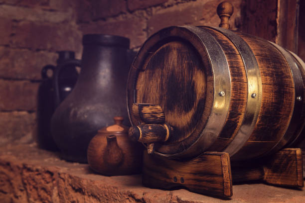 istock barrels in the wine cellar 665554620