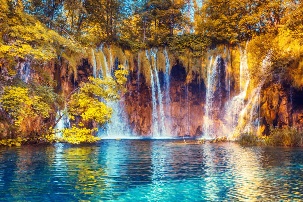 istock Majestic view on turquoise water and sunny beams. 665565688