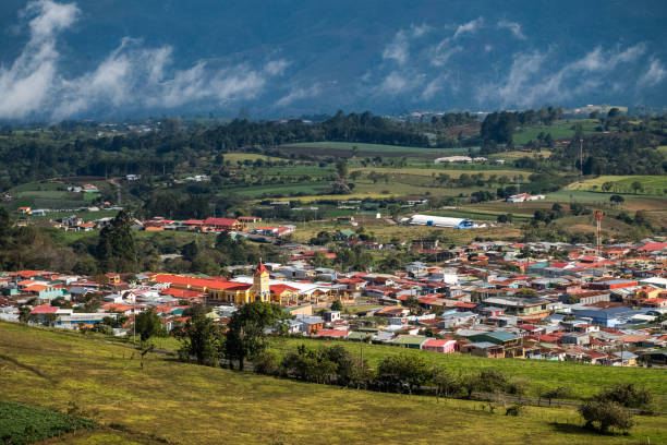 istock Small town with church 665574950