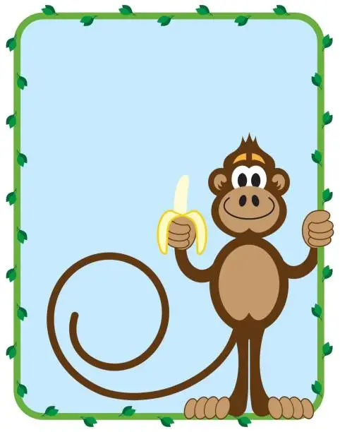 Vector illustration of Monkey With Banana