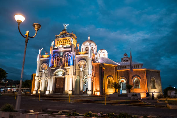 Basilica of Our Lady of the Angels Basilica de Nuestra Senora de los Angeles in the city of Cartago, Costa Rica costa rican sunset stock pictures, royalty-free photos & images