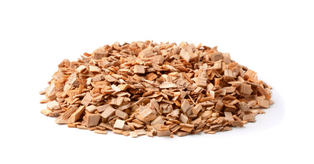 istock Wooden chips for smoking  isolated on white 665593546