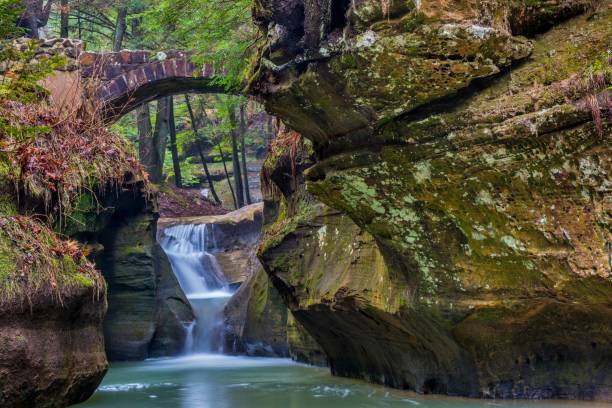 Stone Bridge in Hocking Hills State Park in Ohio stock photo