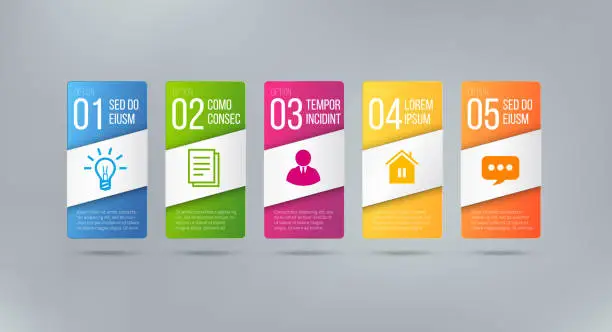 Vector illustration of Business infographics cards or labels icons