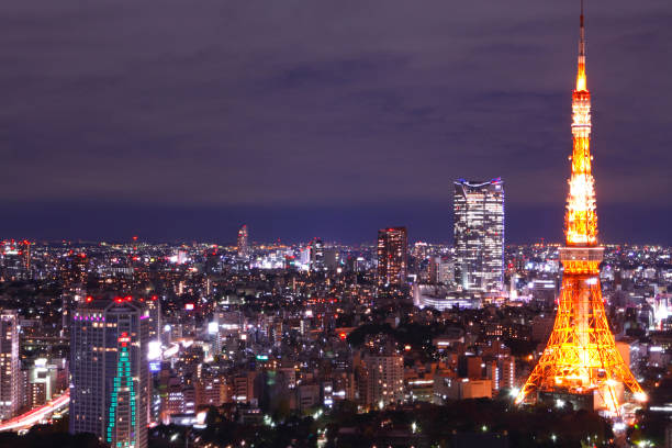 vista desde el mirador - hamamatsucho fotografías e imágenes de stock