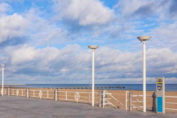 Autumn beach at the Baltic seacoast in Lubeck-Travemunde city, Germany